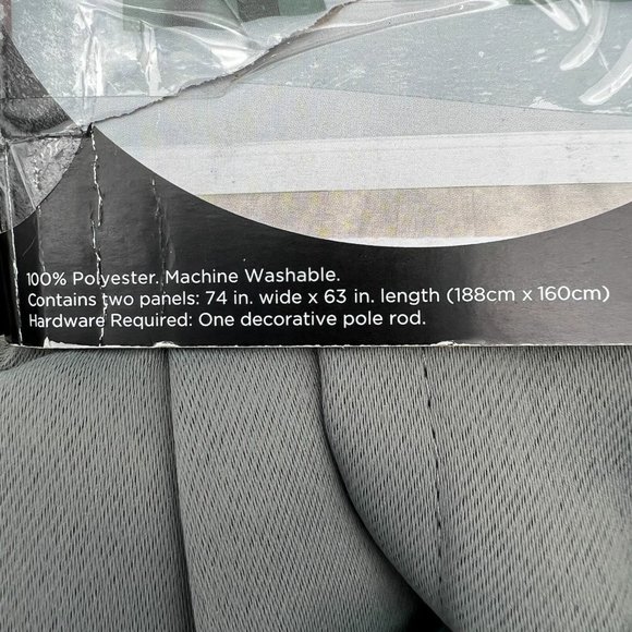 Eclipse Set of 2 Steel Gray Grommet Blackout Window Panels 37x63 New - Picture 6 of 7